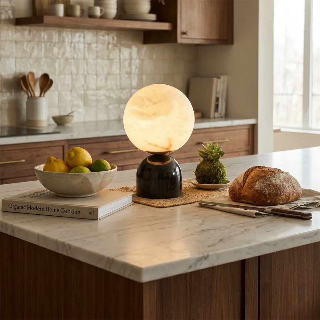 Round Alabaster Table Lamp | wildoxy