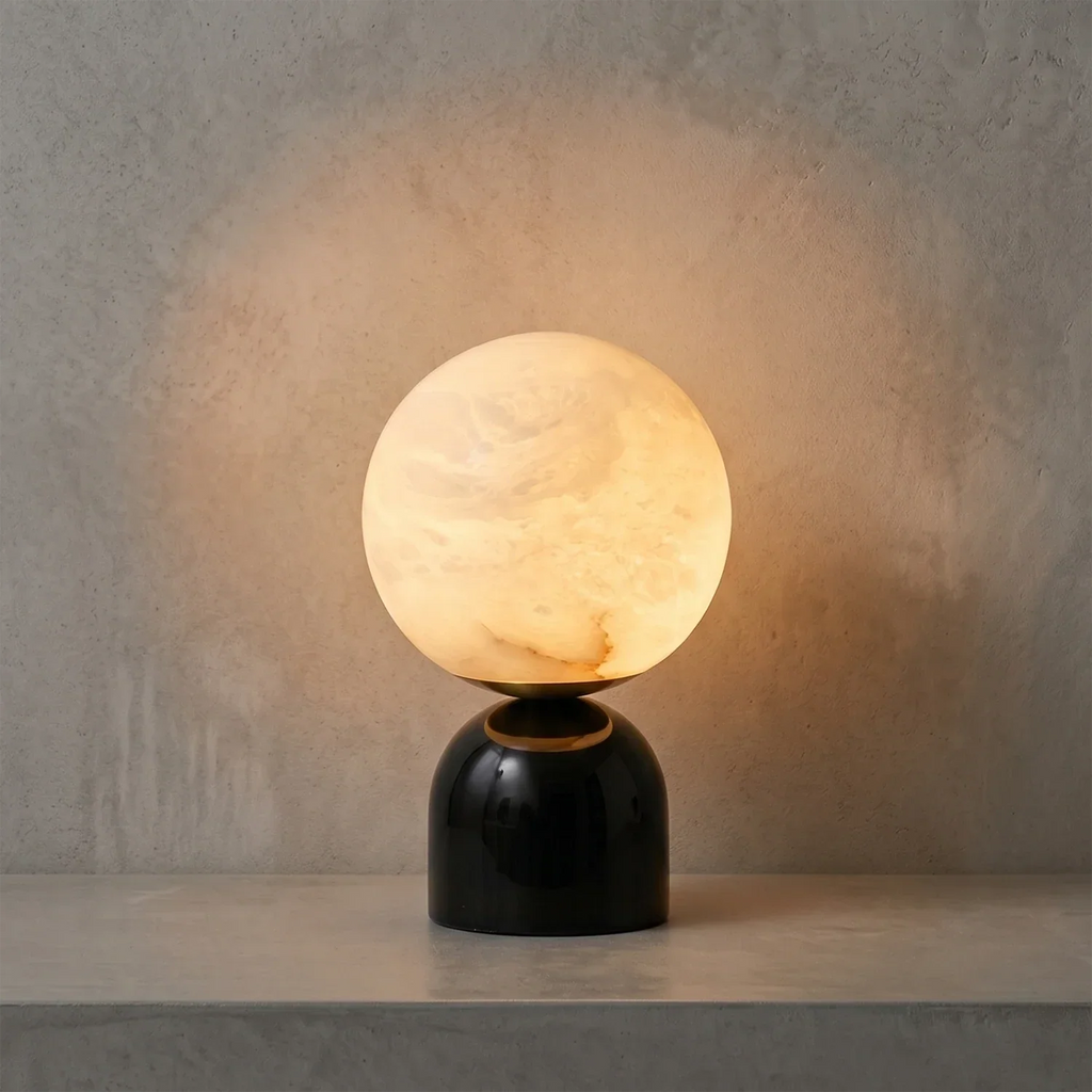 Round Alabaster Table Lamp | wildoxy