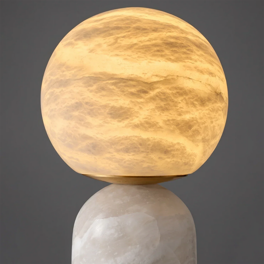 Round Alabaster Table Lamp | wildoxy
