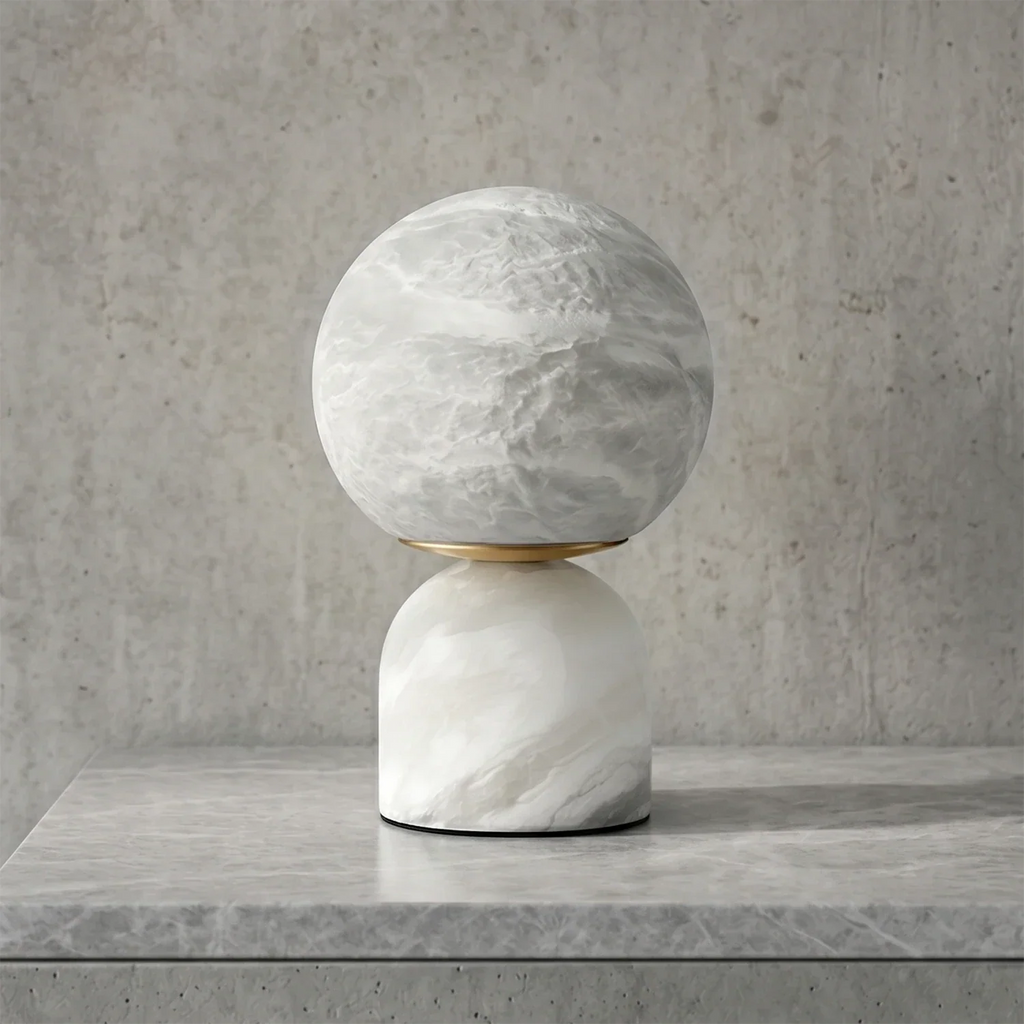 Round Alabaster Table Lamp | wildoxy