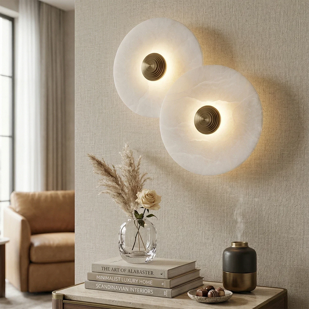 Round Alabaster Wall Lamp | wildoxy