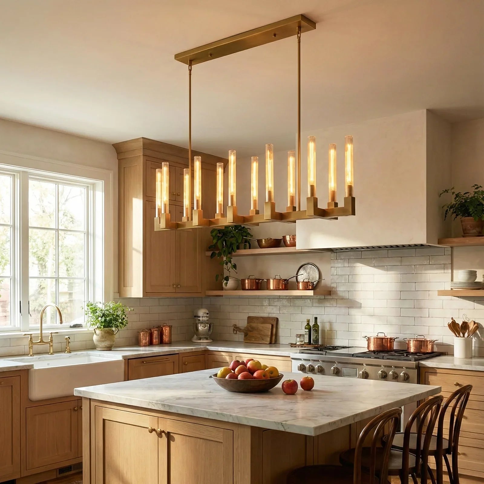 Round Brass Linear Chandelier | wildoxy