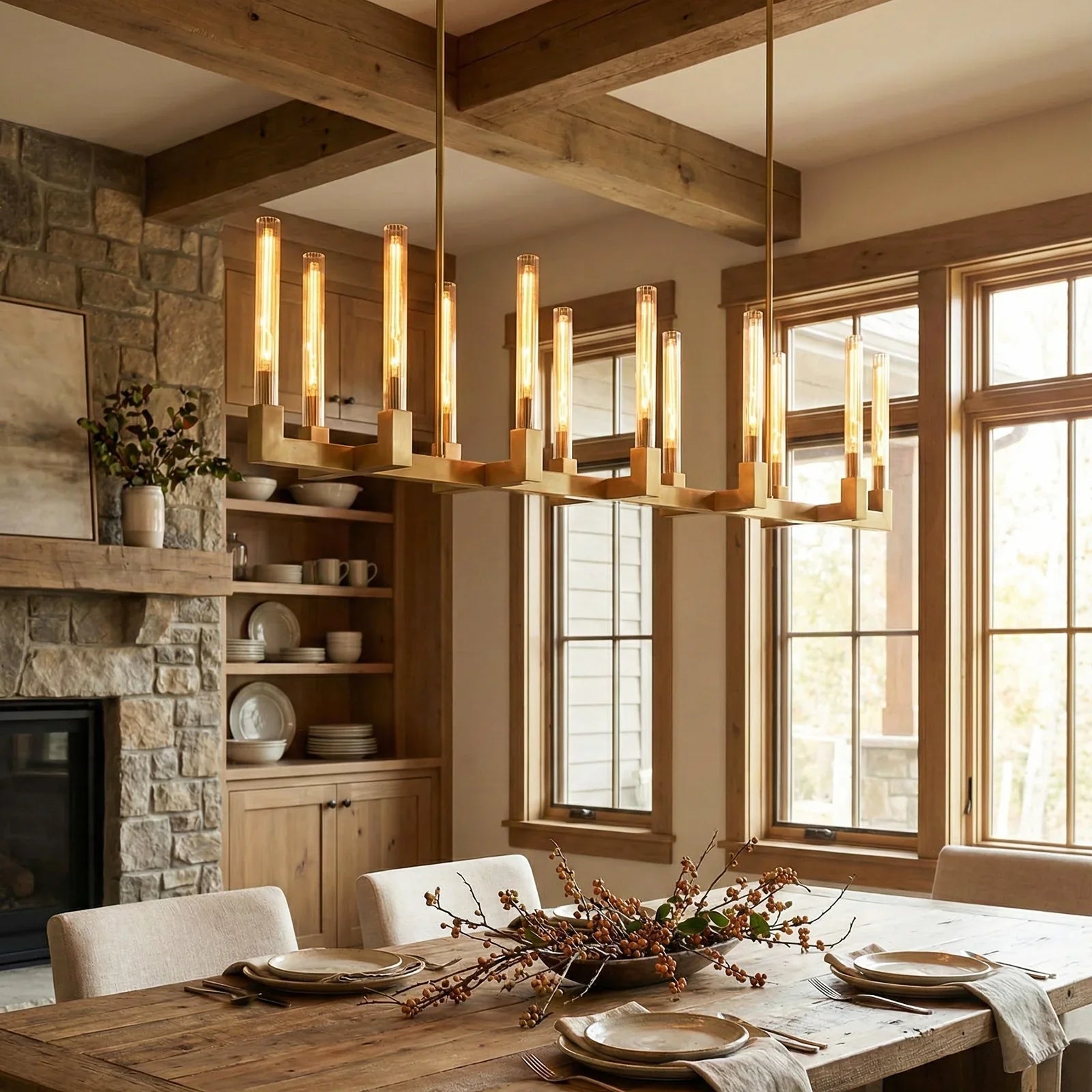 Round Brass Linear Chandelier | wildoxy