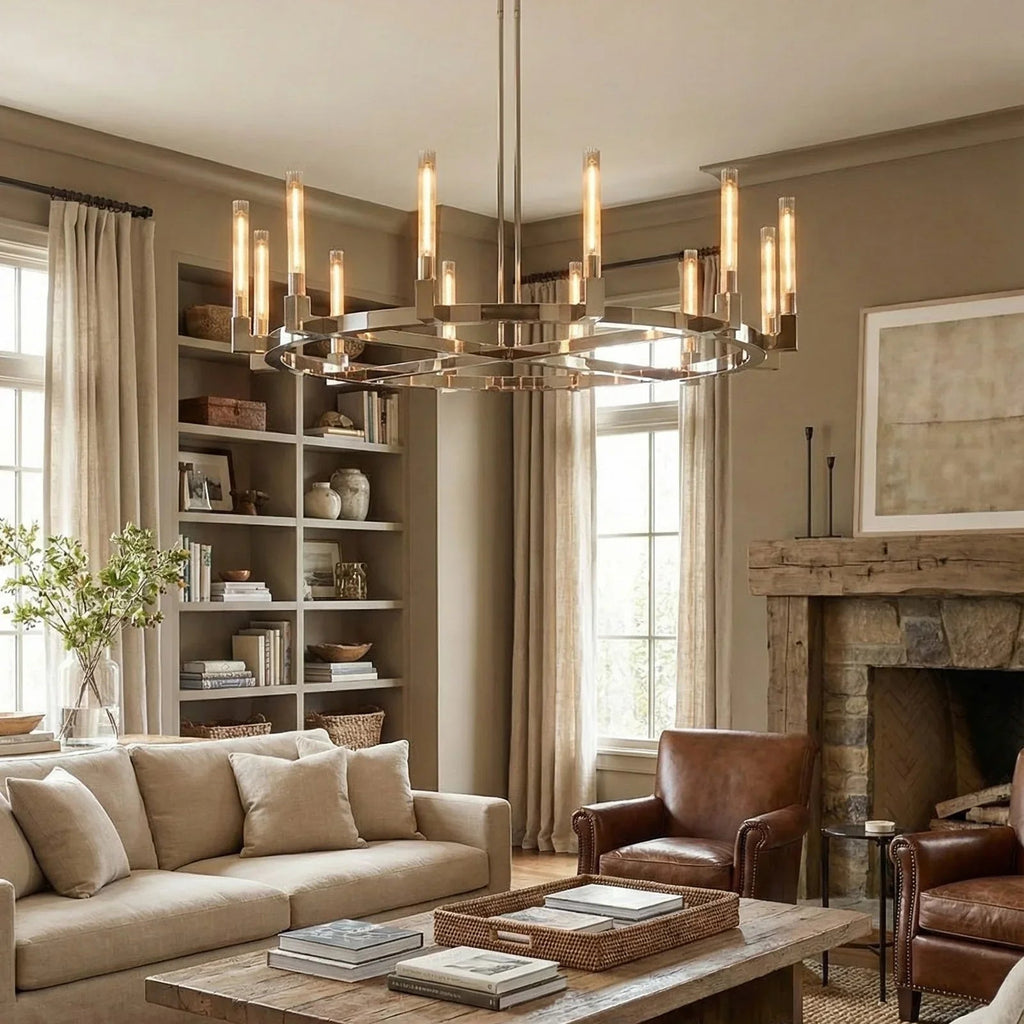 Round Brass Linear Chandelier | wildoxy