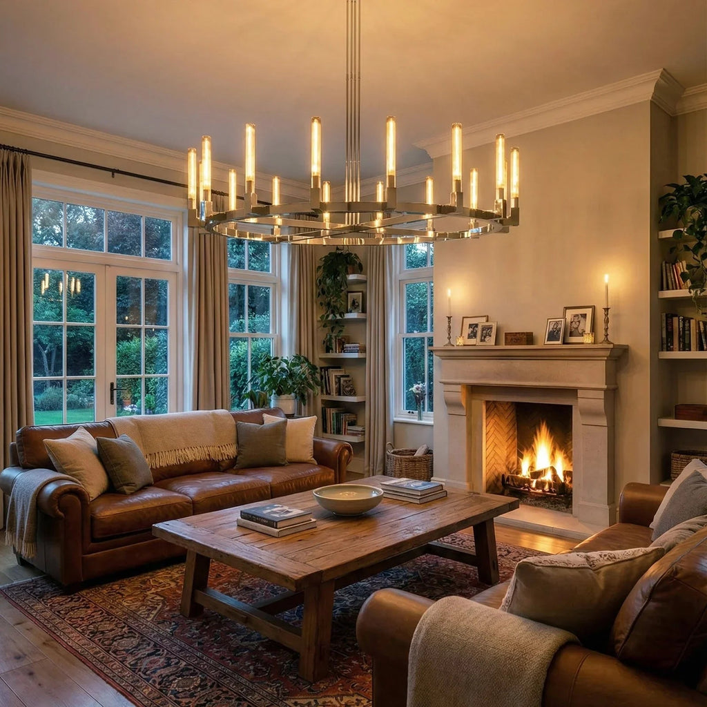 Round Brass Linear Chandelier | wildoxy