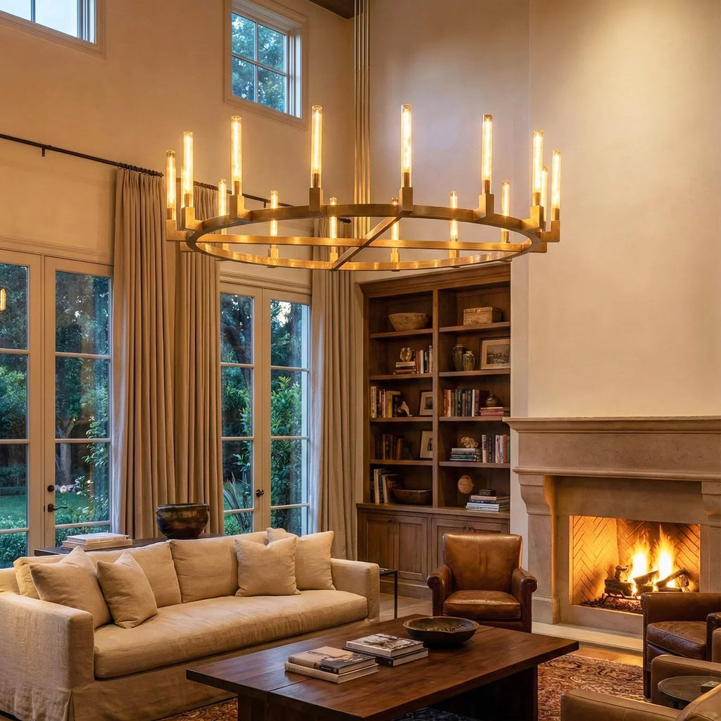Round Brass Linear Chandelier | wildoxy