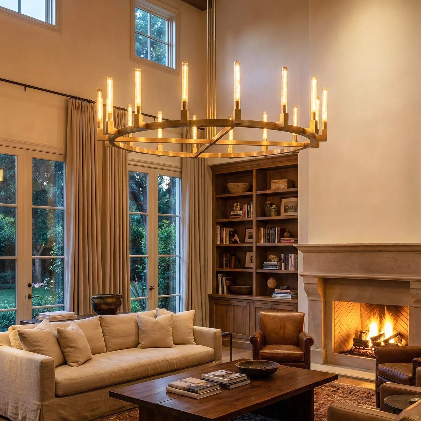 Round Brass Linear Chandelier | wildoxy