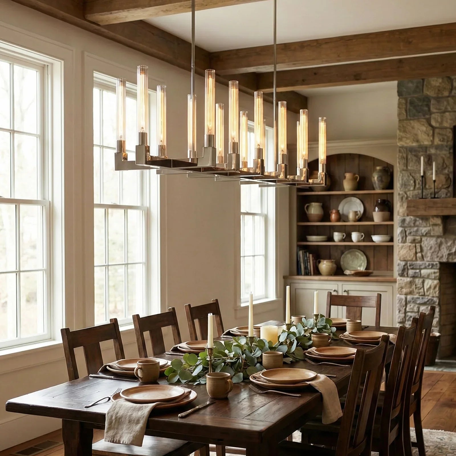Round Brass Linear Chandelier | wildoxy
