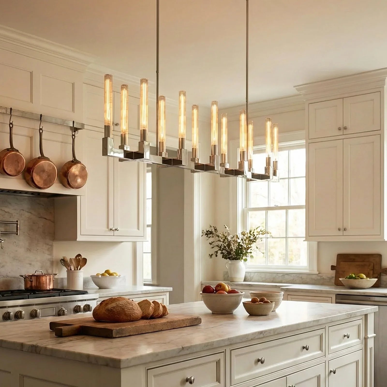 Round Brass Linear Chandelier | wildoxy