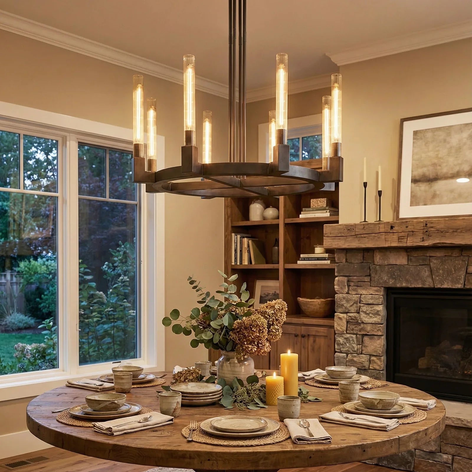 Round Brass Linear Chandelier | wildoxy