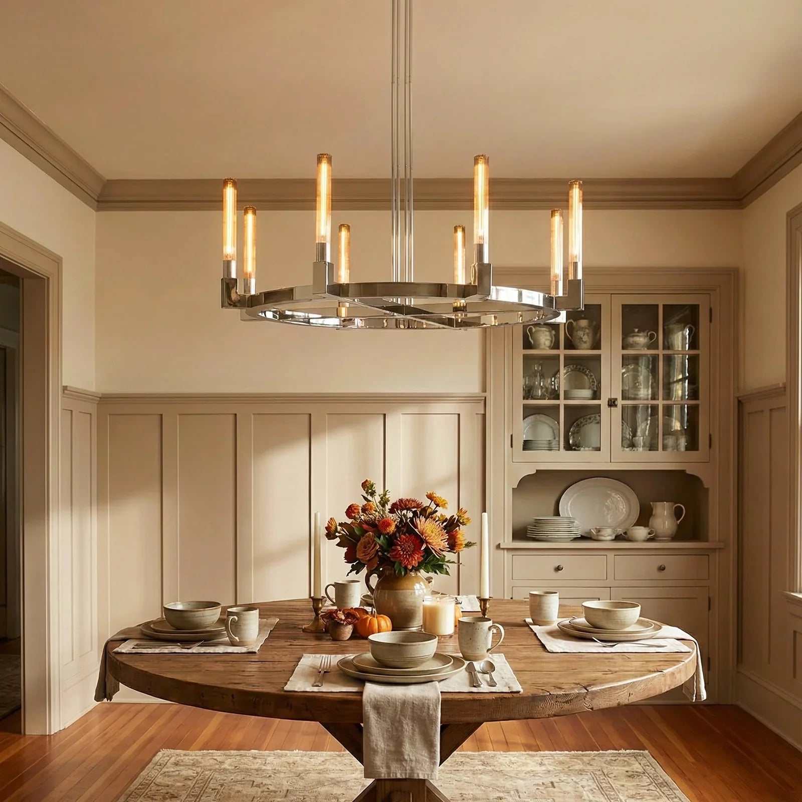 Round Brass Linear Chandelier | wildoxy