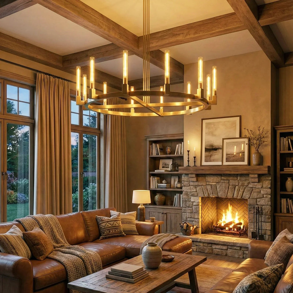 Round Brass Linear Chandelier | wildoxy