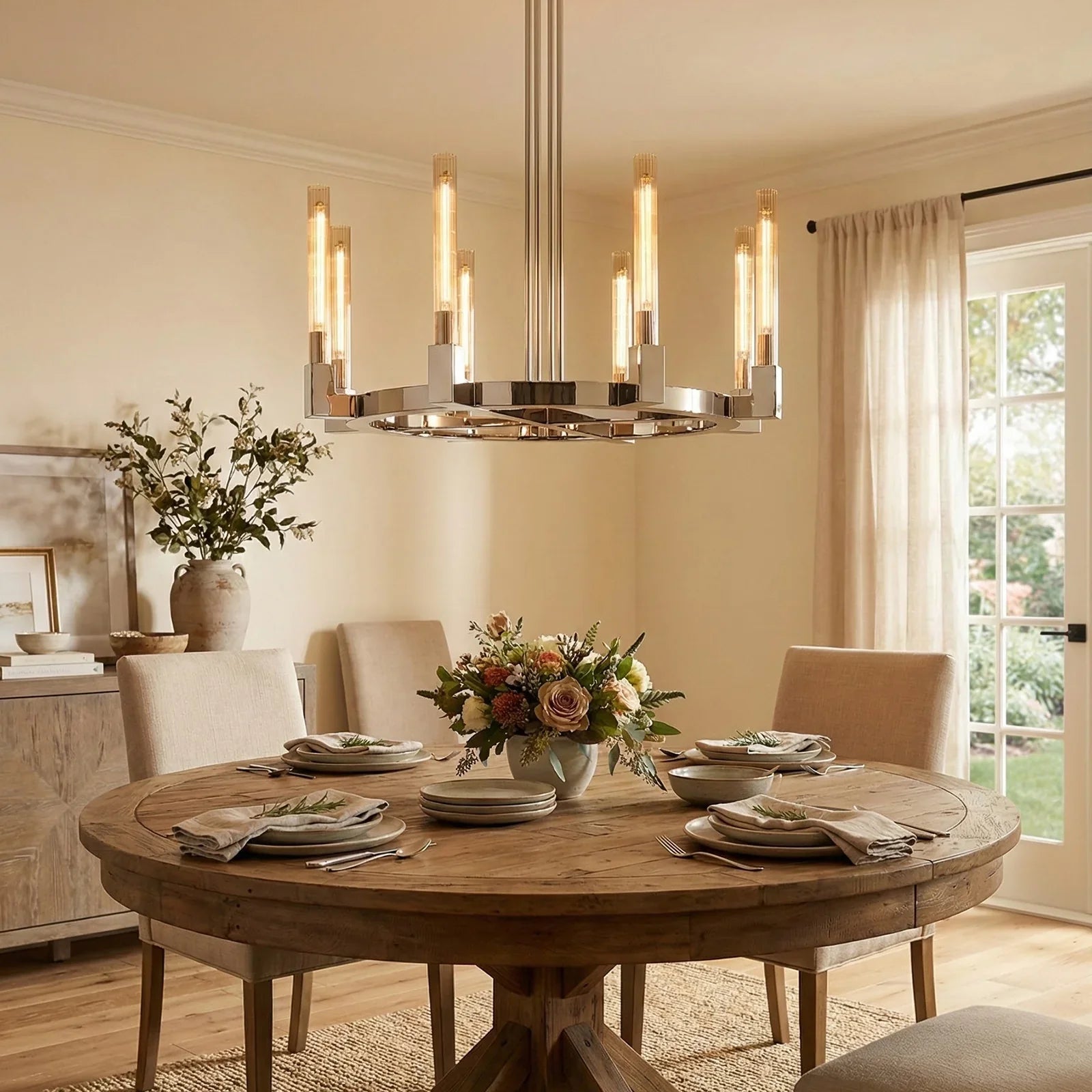 Round Brass Linear Chandelier | wildoxy