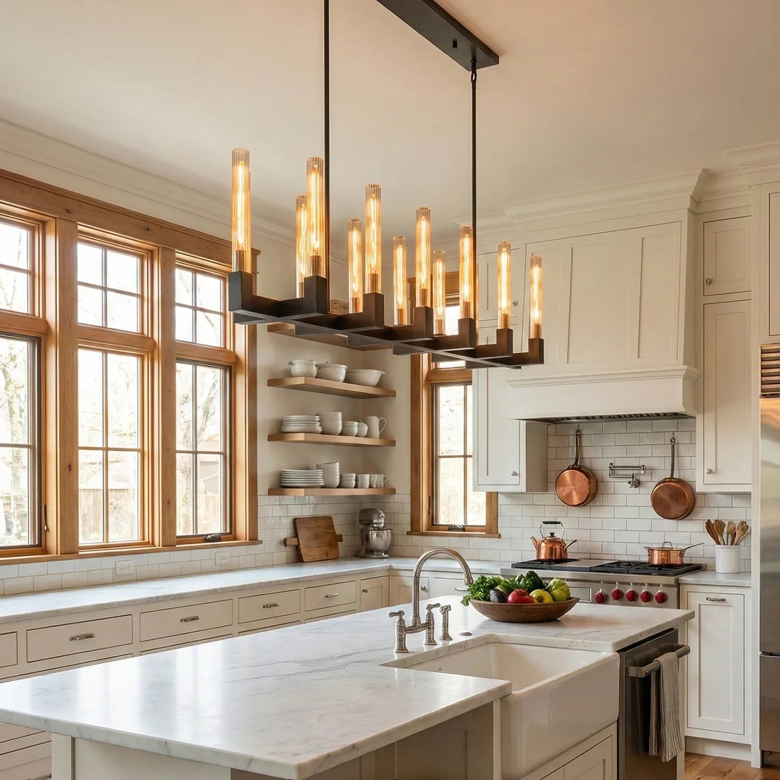 Round Brass Linear Chandelier | wildoxy