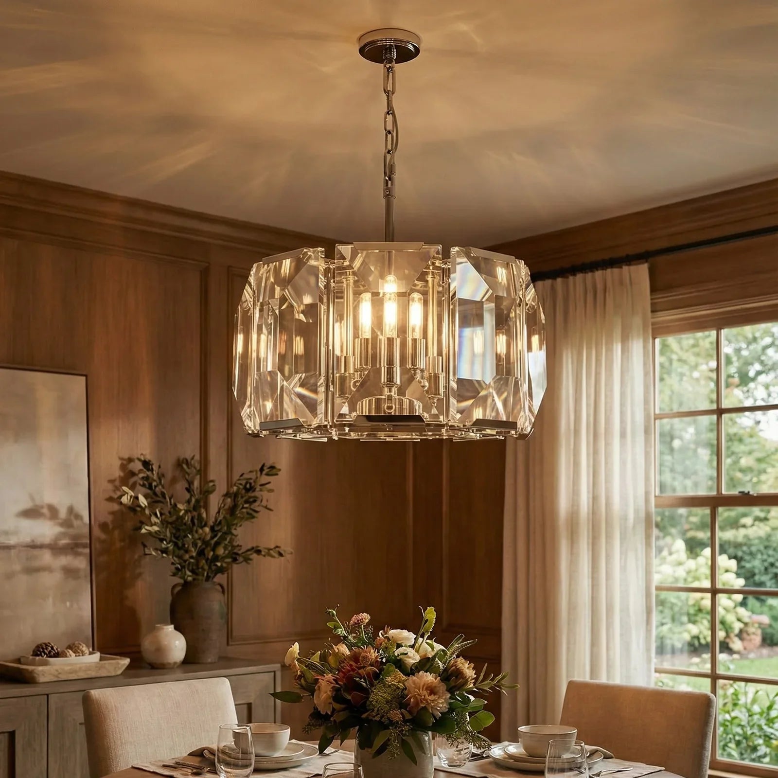 Round Crystal Calcite Chandelier | wildoxy