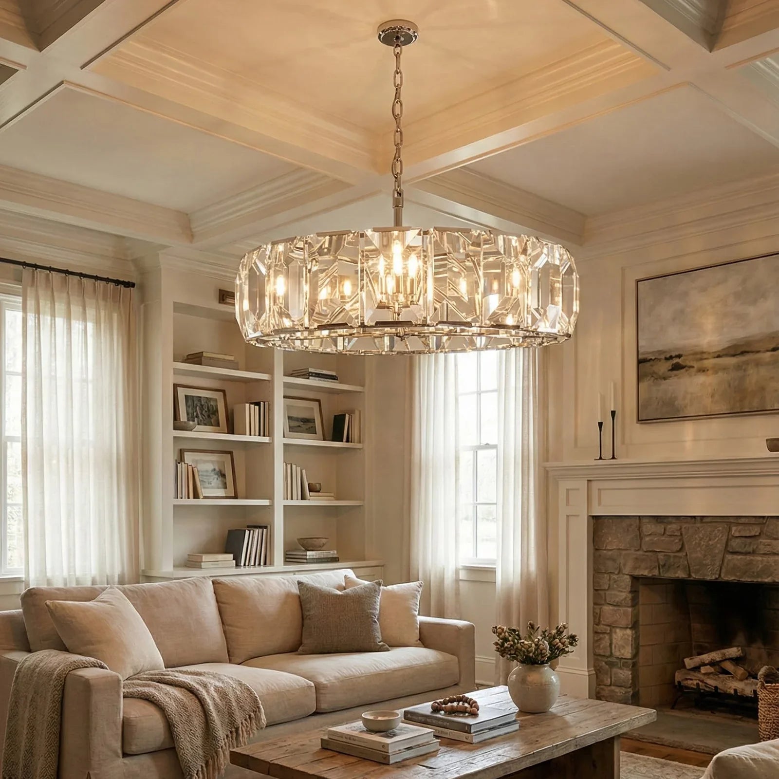 Round Crystal Calcite Chandelier | wildoxy