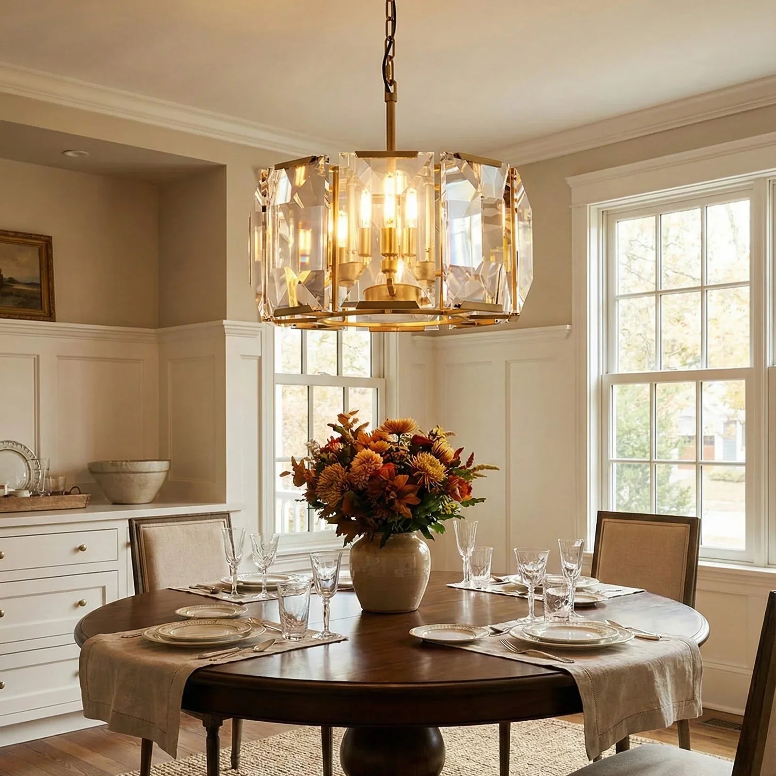 Round Crystal Calcite Chandelier | wildoxy
