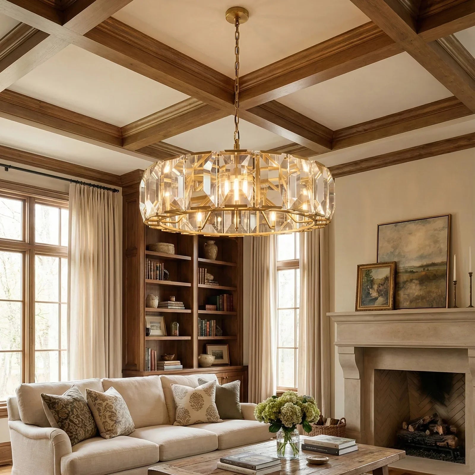 Round Crystal Calcite Chandelier | wildoxy