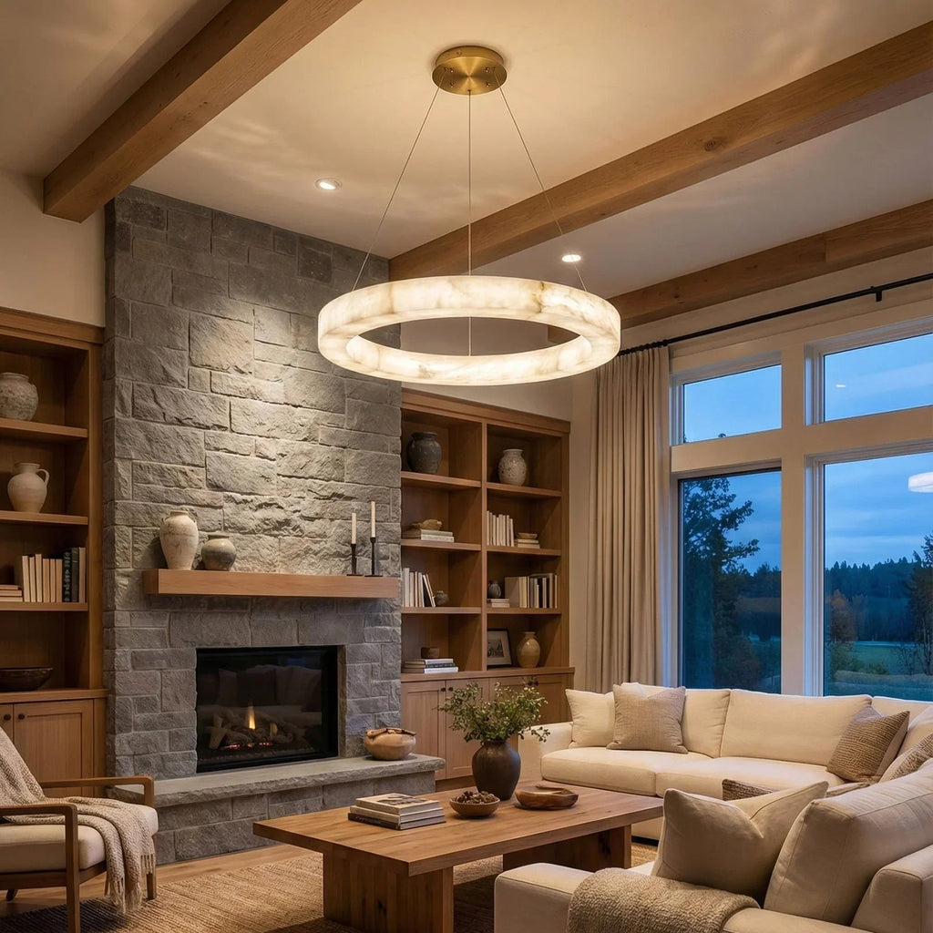 Round Ring Shaped Alabaster Chandelier | wildoxy