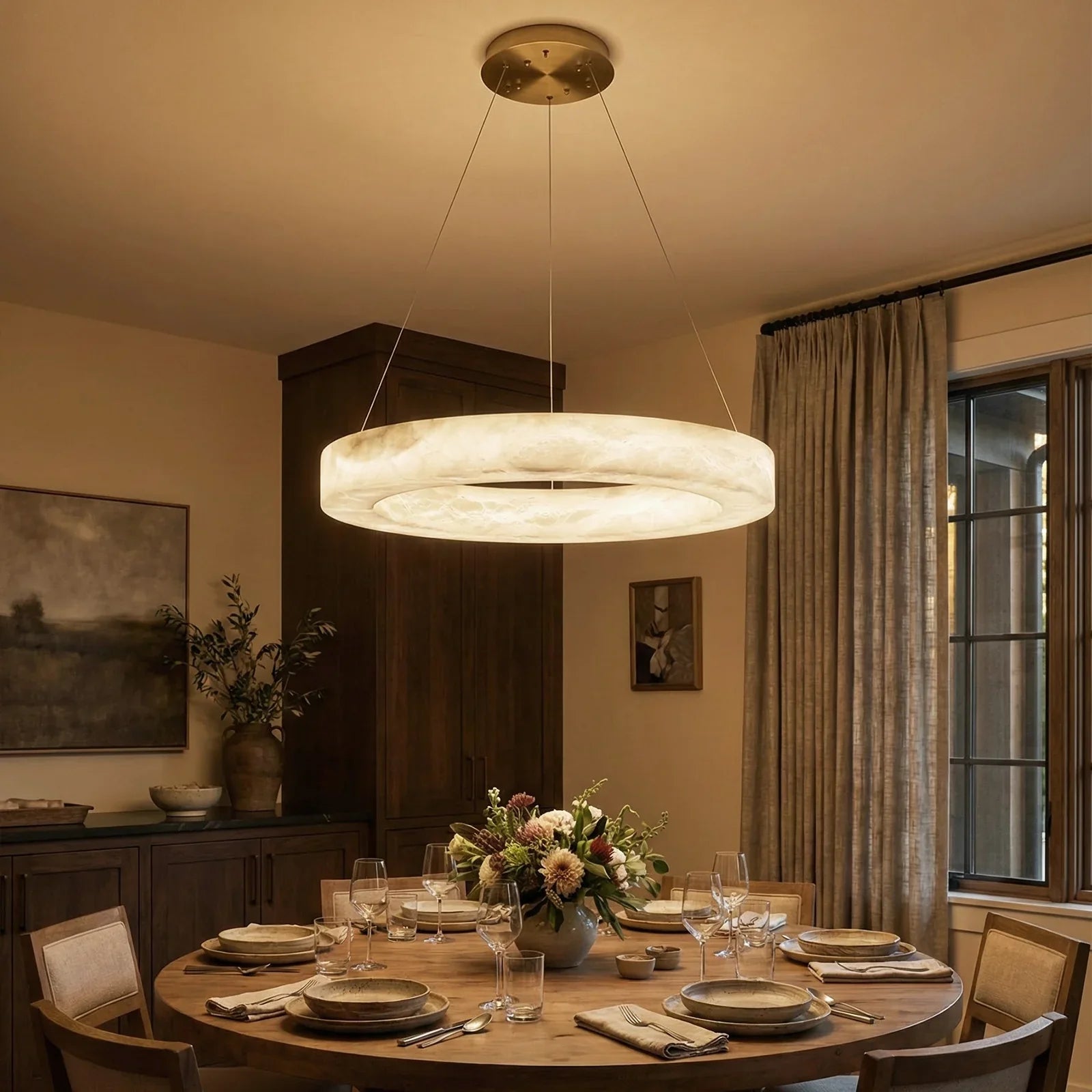 Round Ring Shaped Alabaster Chandelier | wildoxy