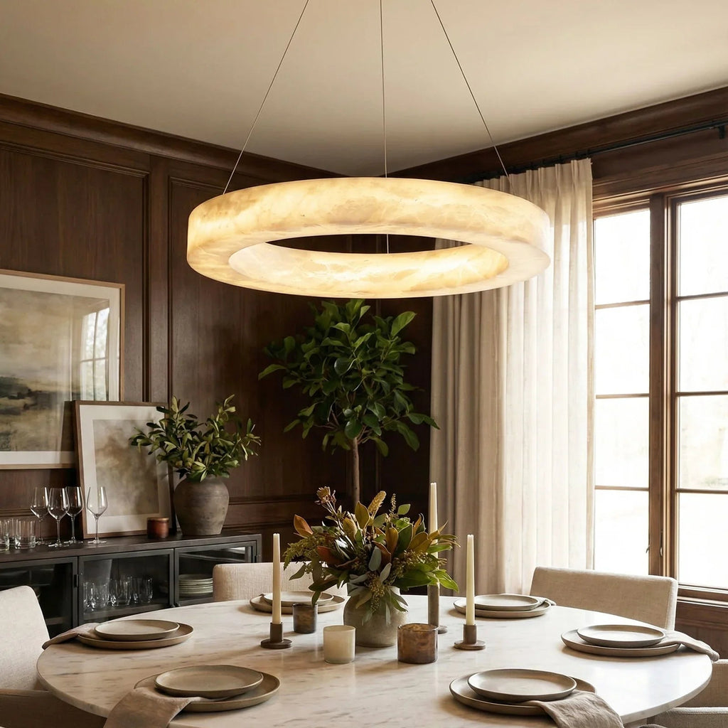 Round Ring Shaped Alabaster Chandelier | wildoxy