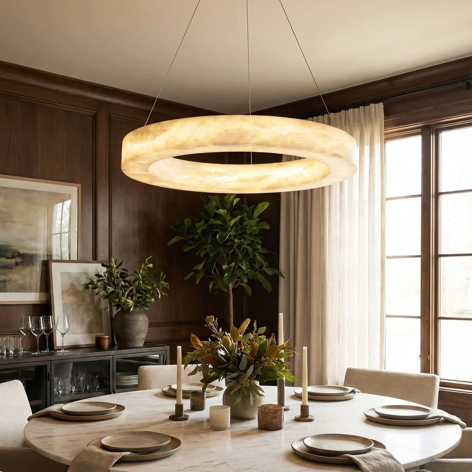 Round Ring Shaped Alabaster Chandelier | wildoxy