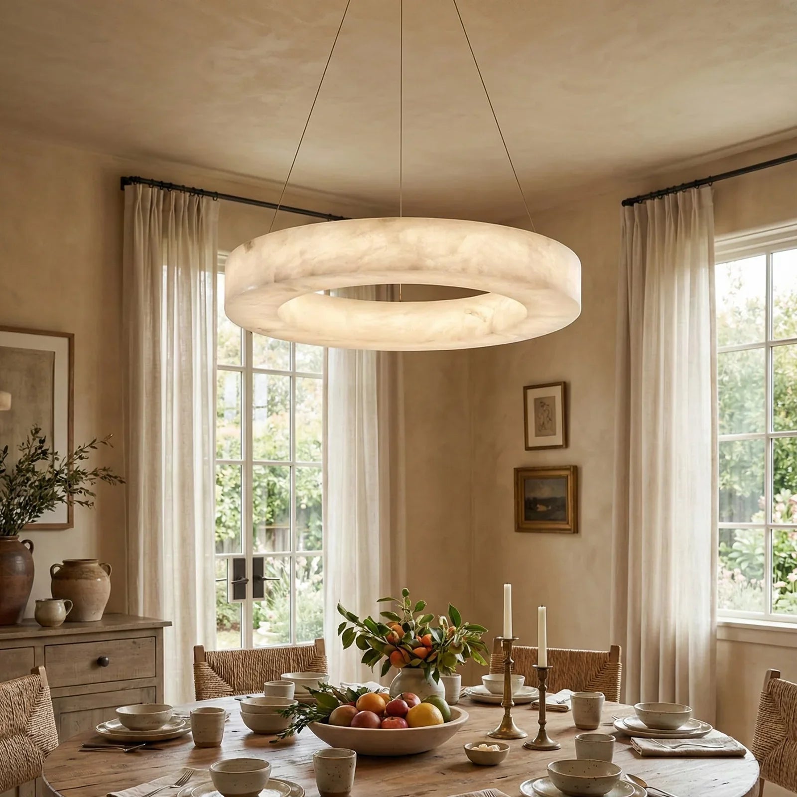 Round Ring Shaped Alabaster Chandelier | wildoxy