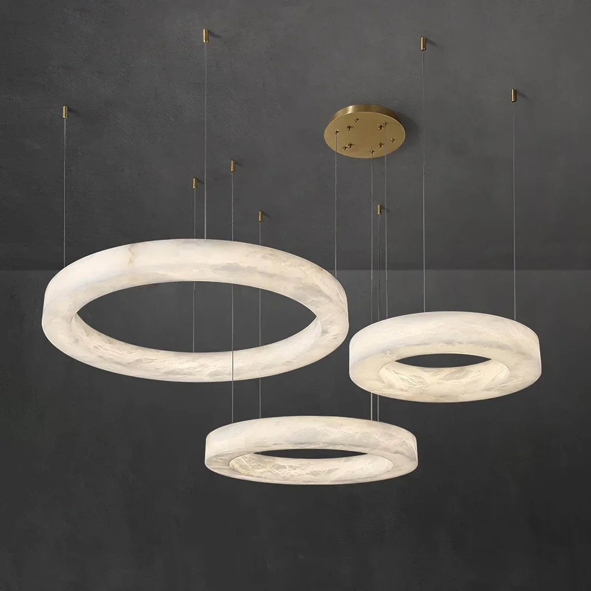 Round Ring Shaped Alabaster Chandelier | wildoxy