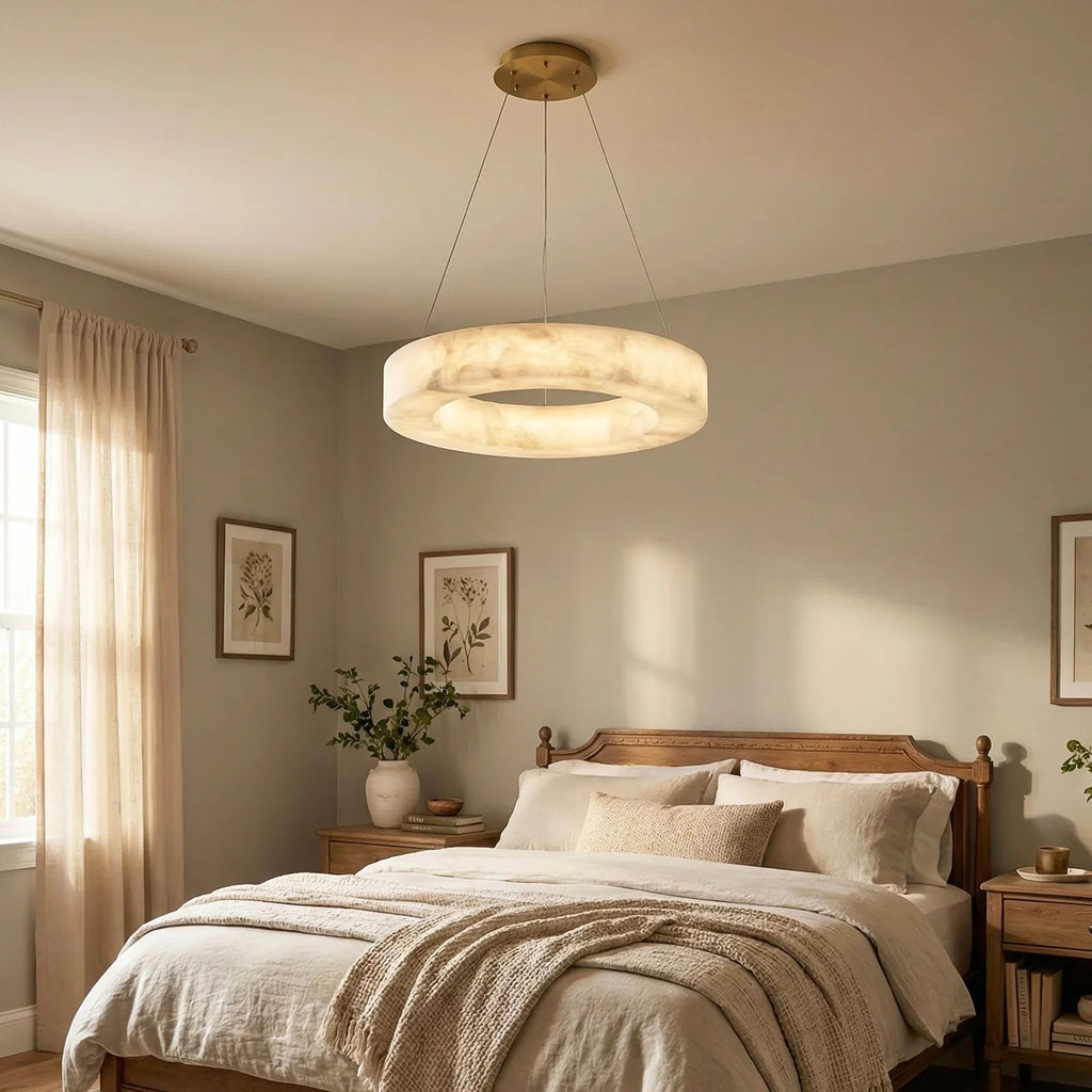 Round Ring Shaped Alabaster Chandelier | wildoxy