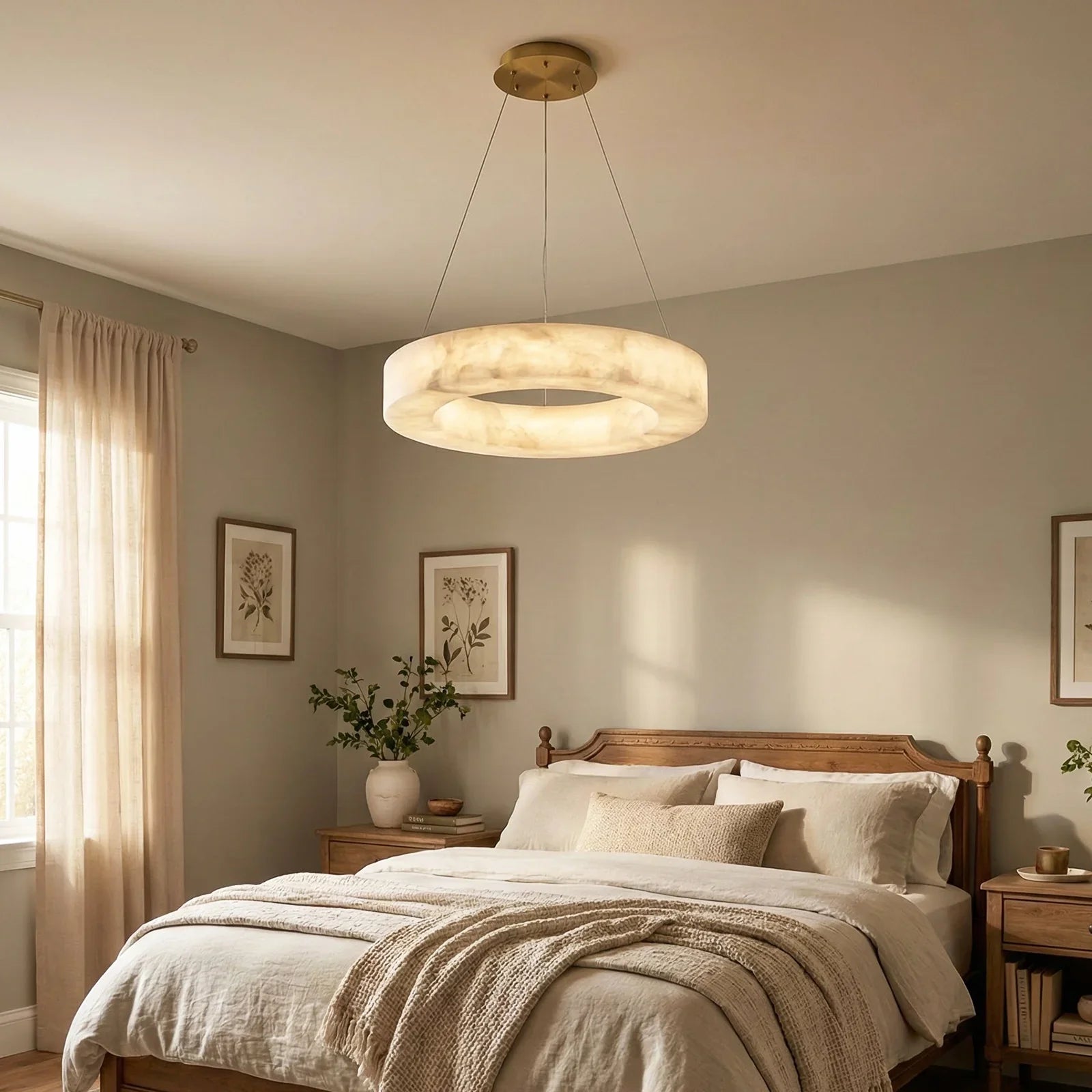 Round Ring Shaped Alabaster Chandelier | wildoxy