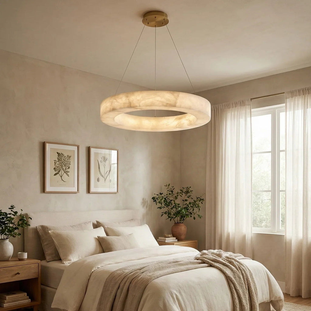 Round Ring Shaped Alabaster Chandelier | wildoxy