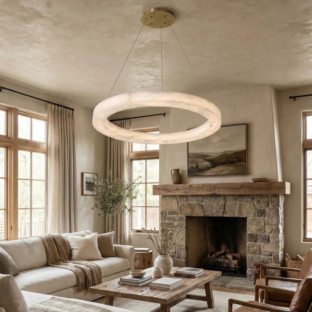 Round Ring Shaped Alabaster Chandelier | wildoxy