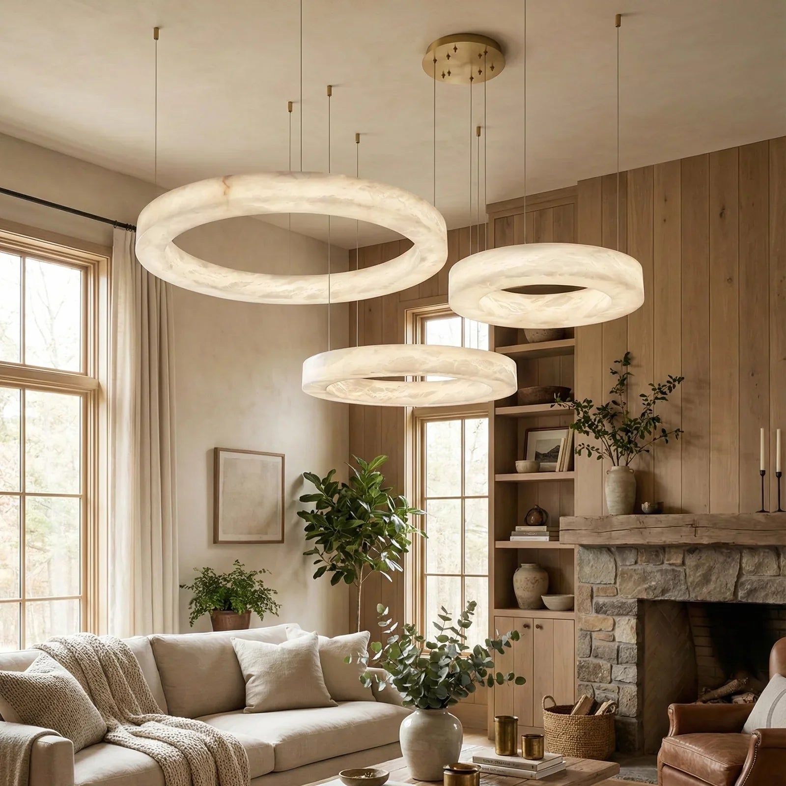 Round Ring Shaped Alabaster Chandelier | wildoxy