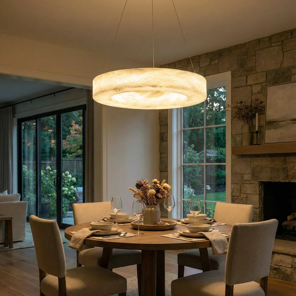 Round Ring Shaped Alabaster Chandelier | wildoxy