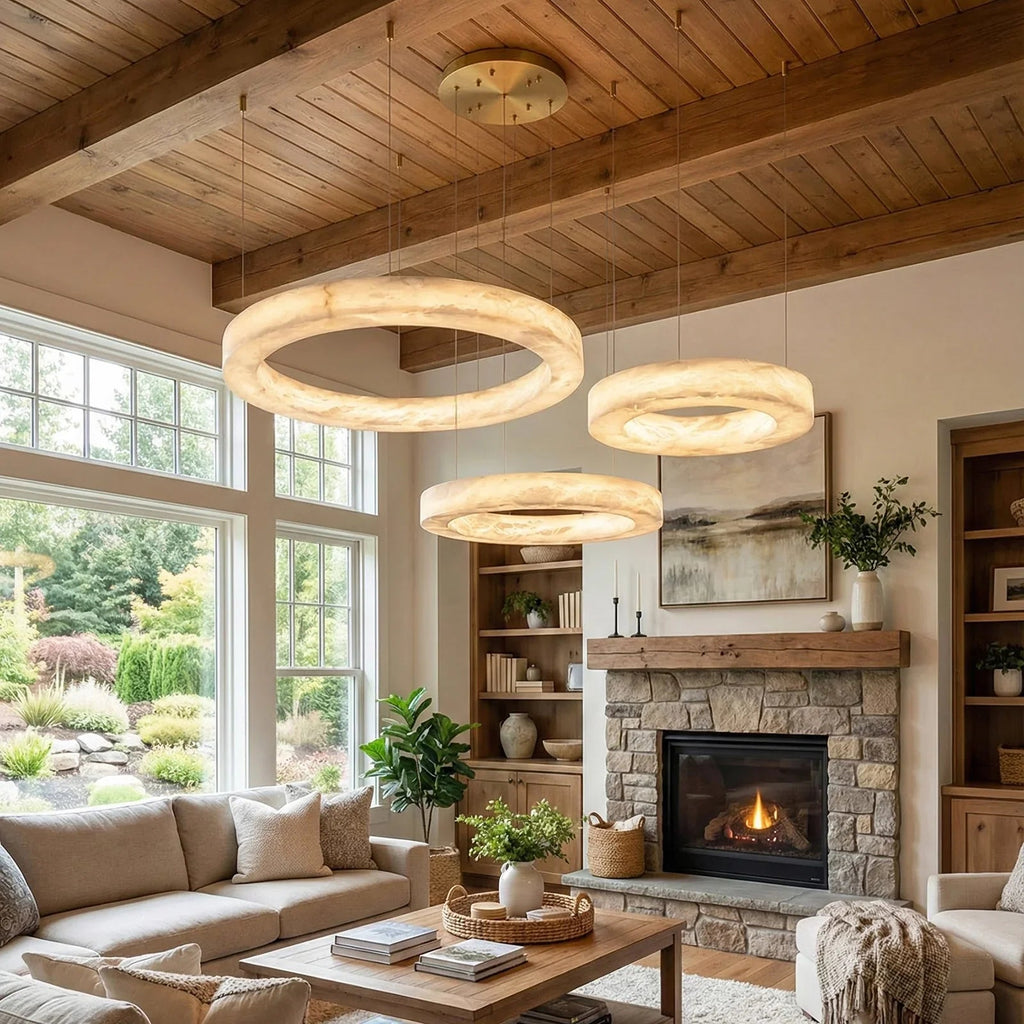 Round Ring Shaped Alabaster Chandelier | wildoxy