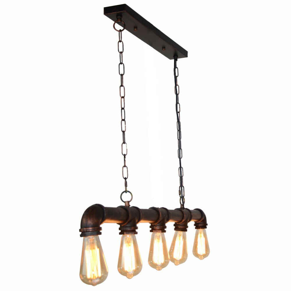 Industriële steampunk-hanglamp van waterleidingbuizen, koper en ijzer, 110cm