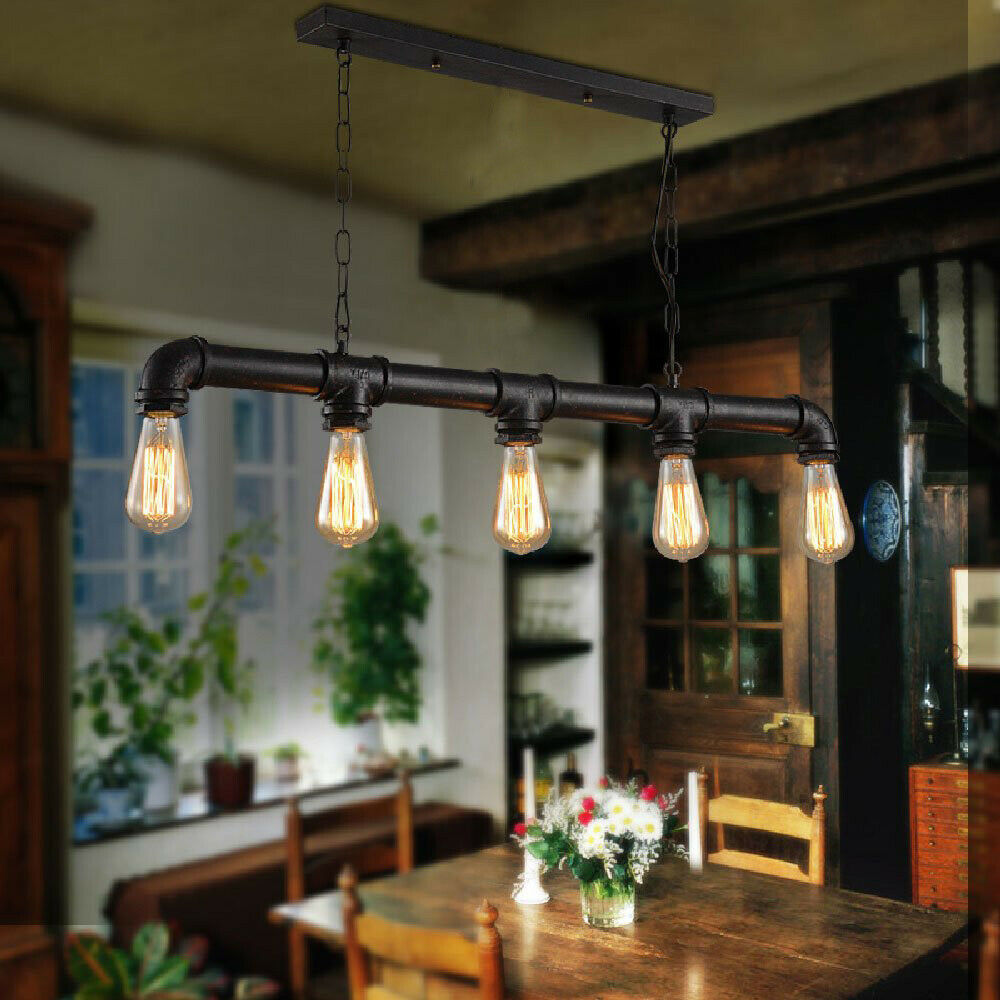 Industriële steampunk-hanglamp van waterleidingbuizen, koper en ijzer, 110cm