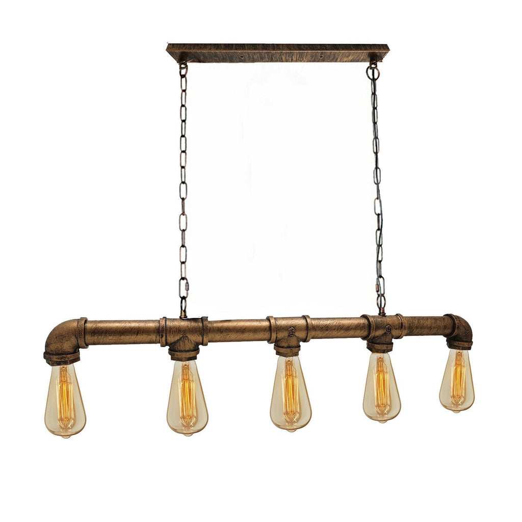 Industriële steampunk-hanglamp van waterleidingbuizen, koper en ijzer, 110cm