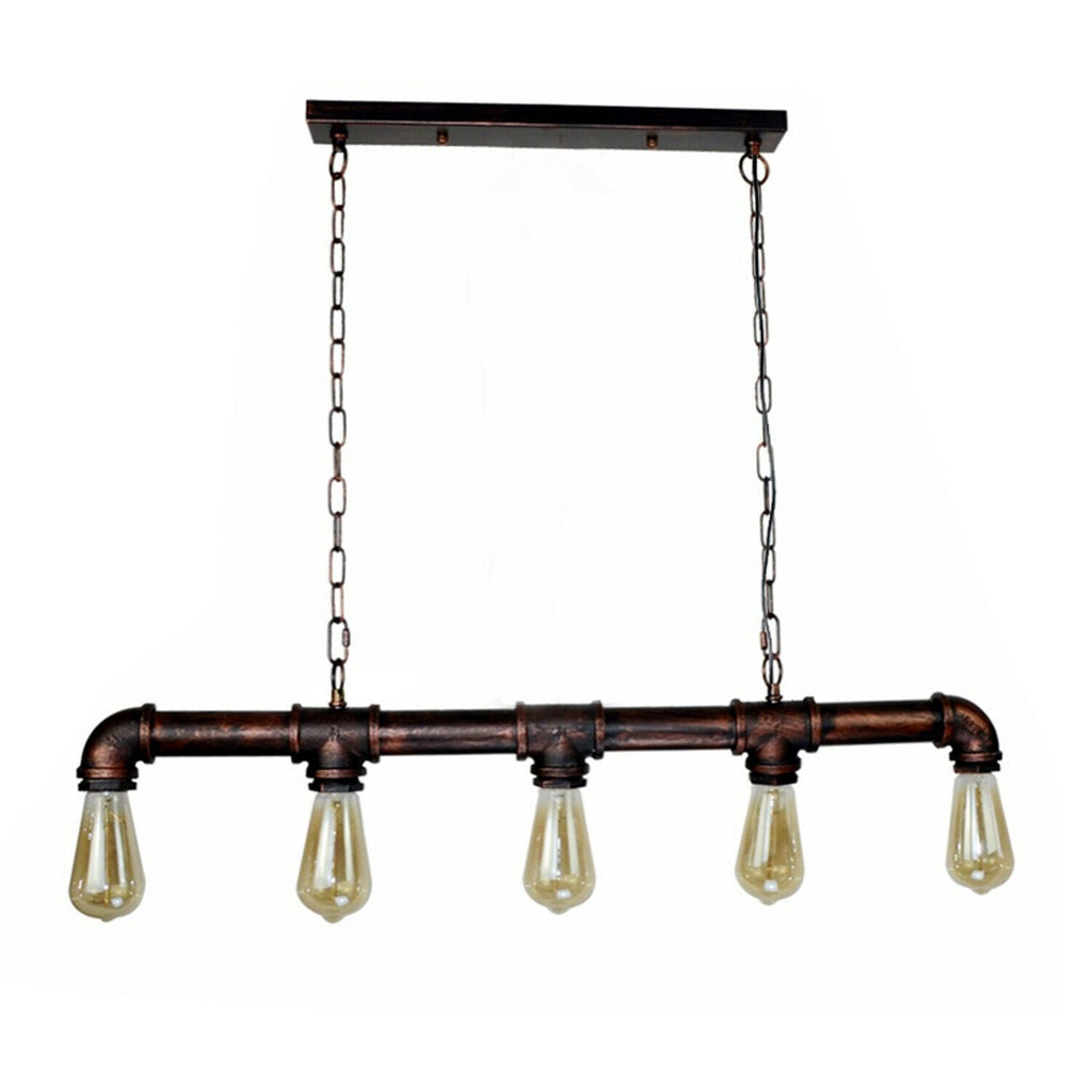 Industriële steampunk-hanglamp van waterleidingbuizen, koper en ijzer, 110cm