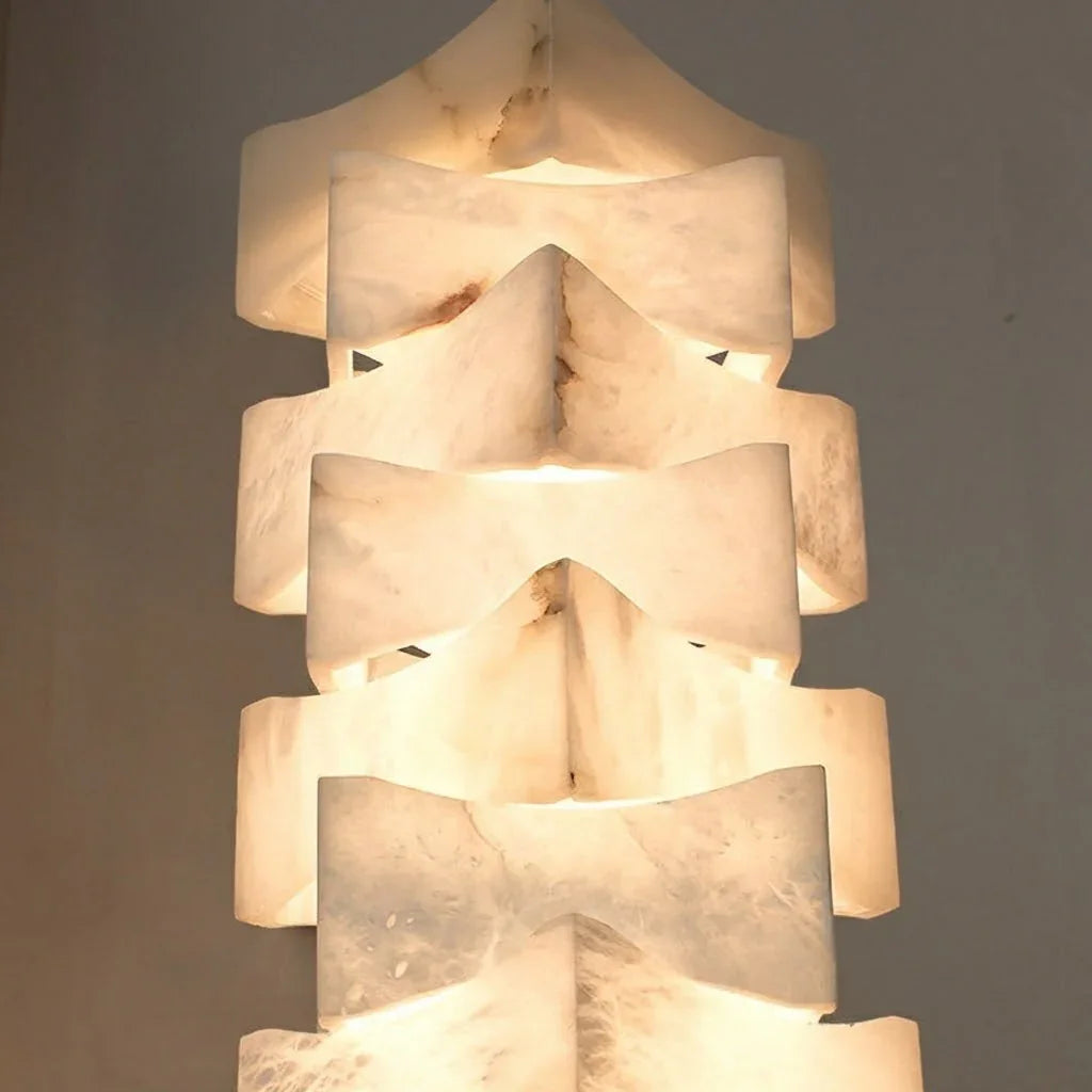 Sculptural Stacked Alabaster Totem Floor Lamp | wildoxy
