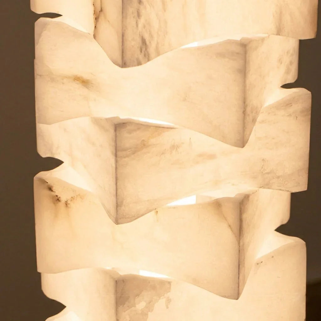 Sculptural Stacked Alabaster Totem Floor Lamp | wildoxy
