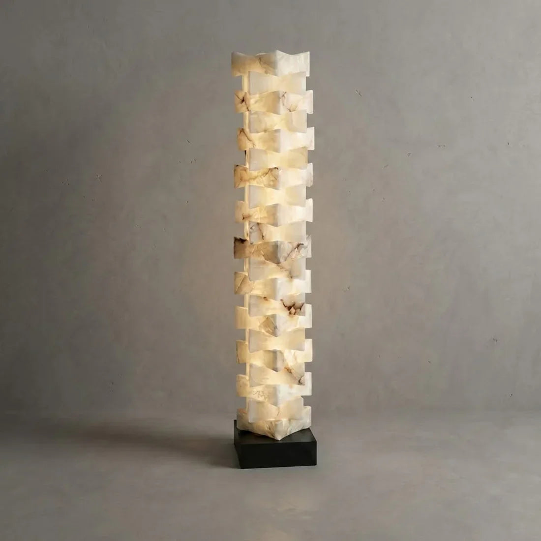 Sculptural Stacked Alabaster Totem Floor Lamp | wildoxy