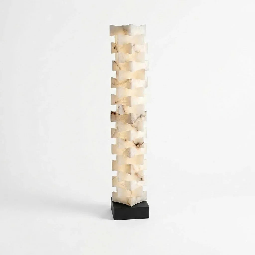 Sculptural Stacked Alabaster Totem Floor Lamp | wildoxy