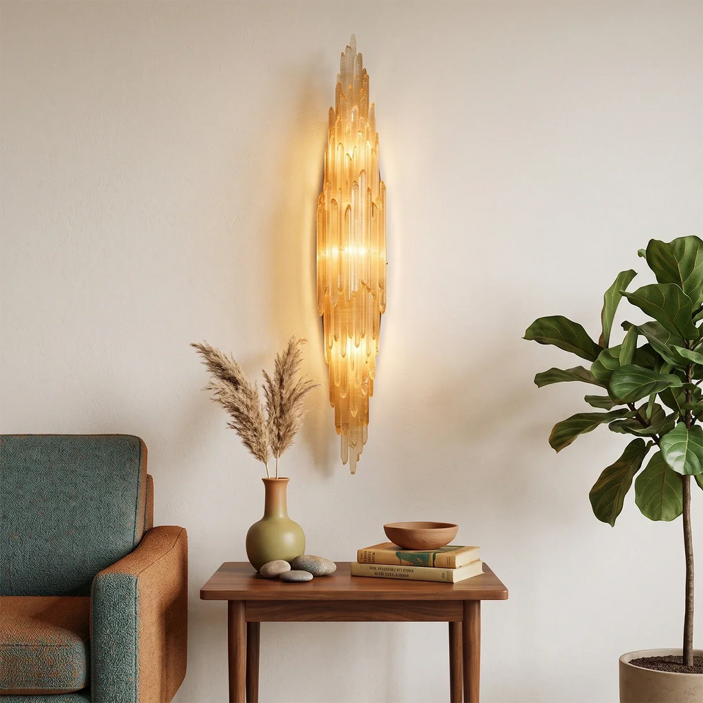 Sculptural Textured Selenite Wall Lamp | wildoxy