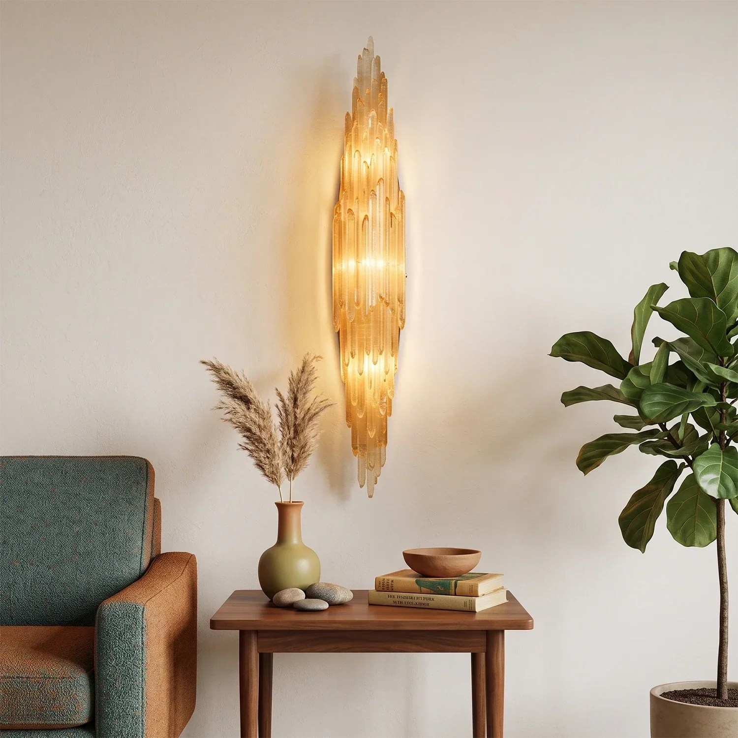 Sculptural Textured Selenite Wall Lamp | wildoxy