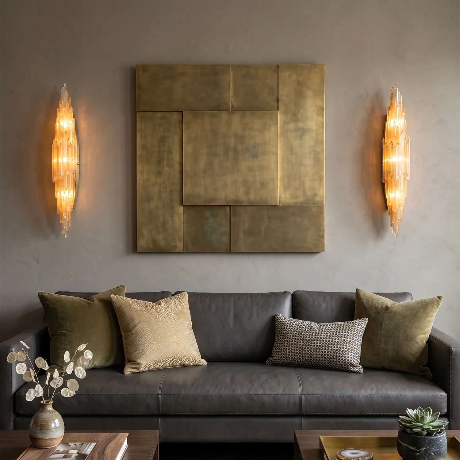 Sculptural Textured Selenite Wall Lamp | wildoxy