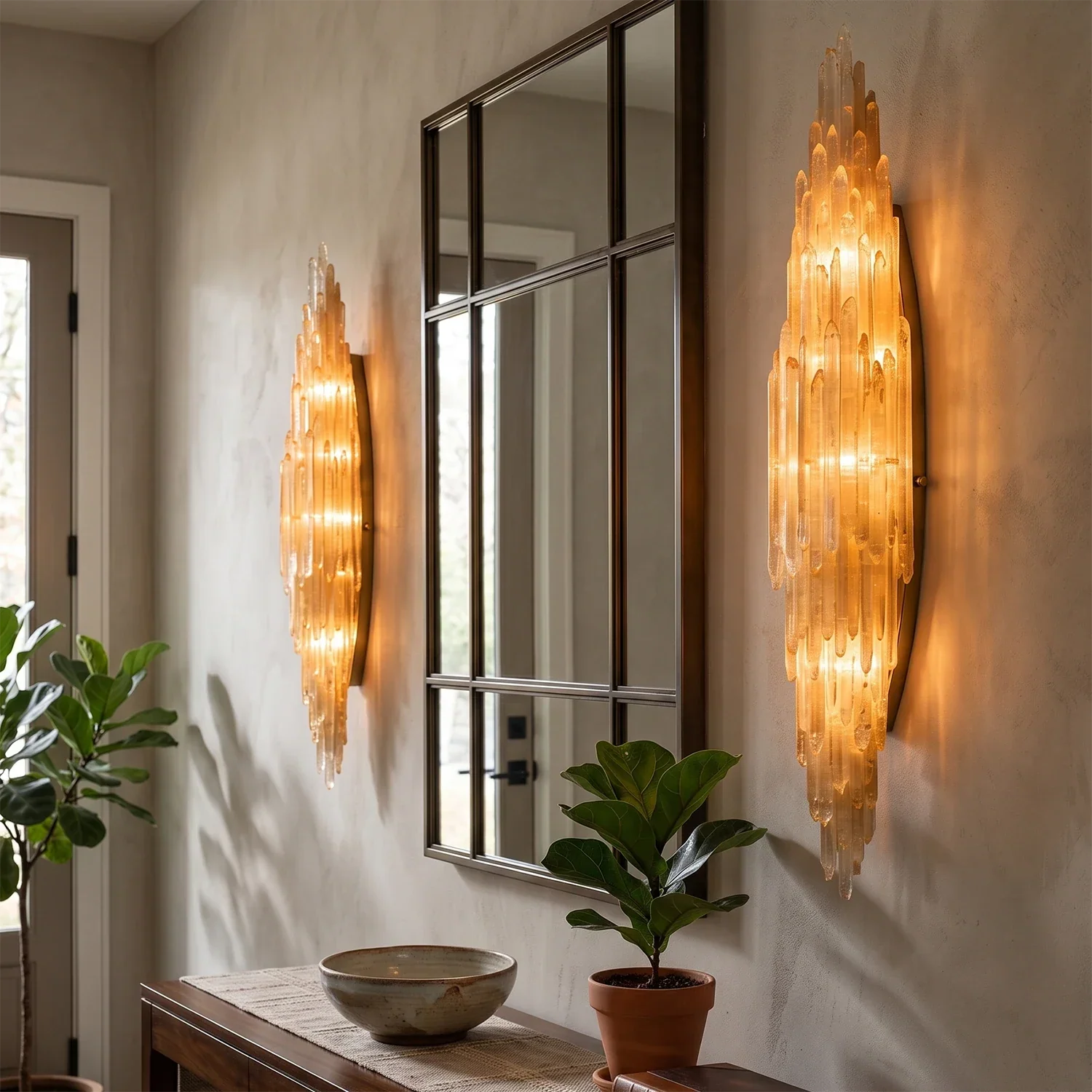 Sculptural Textured Selenite Wall Lamp | wildoxy