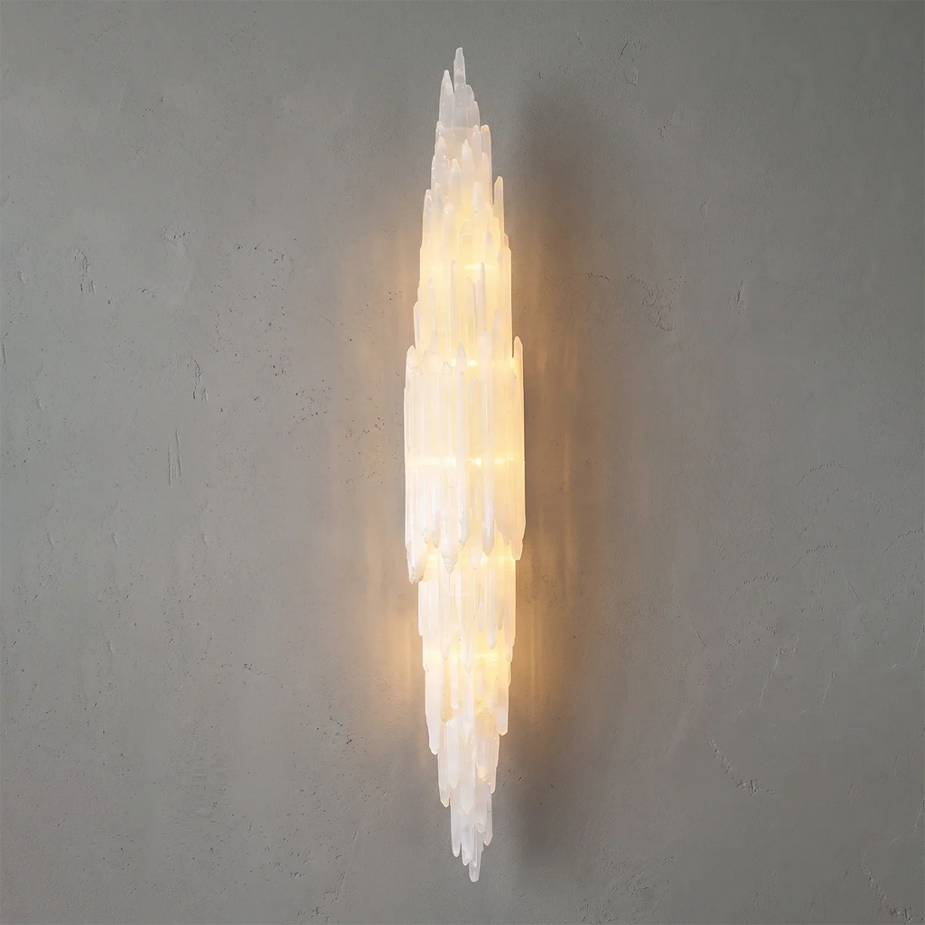 Sculptural Textured Selenite Wall Lamp | wildoxy