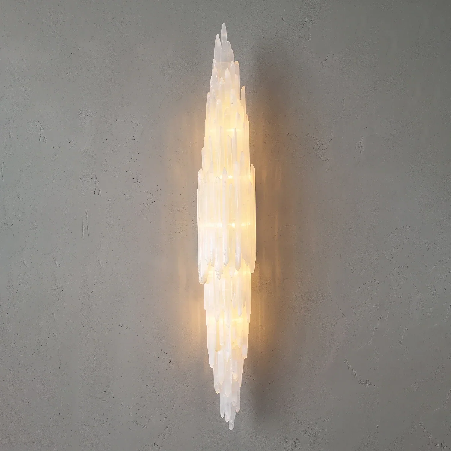 Sculptural Textured Selenite Wall Lamp | wildoxy