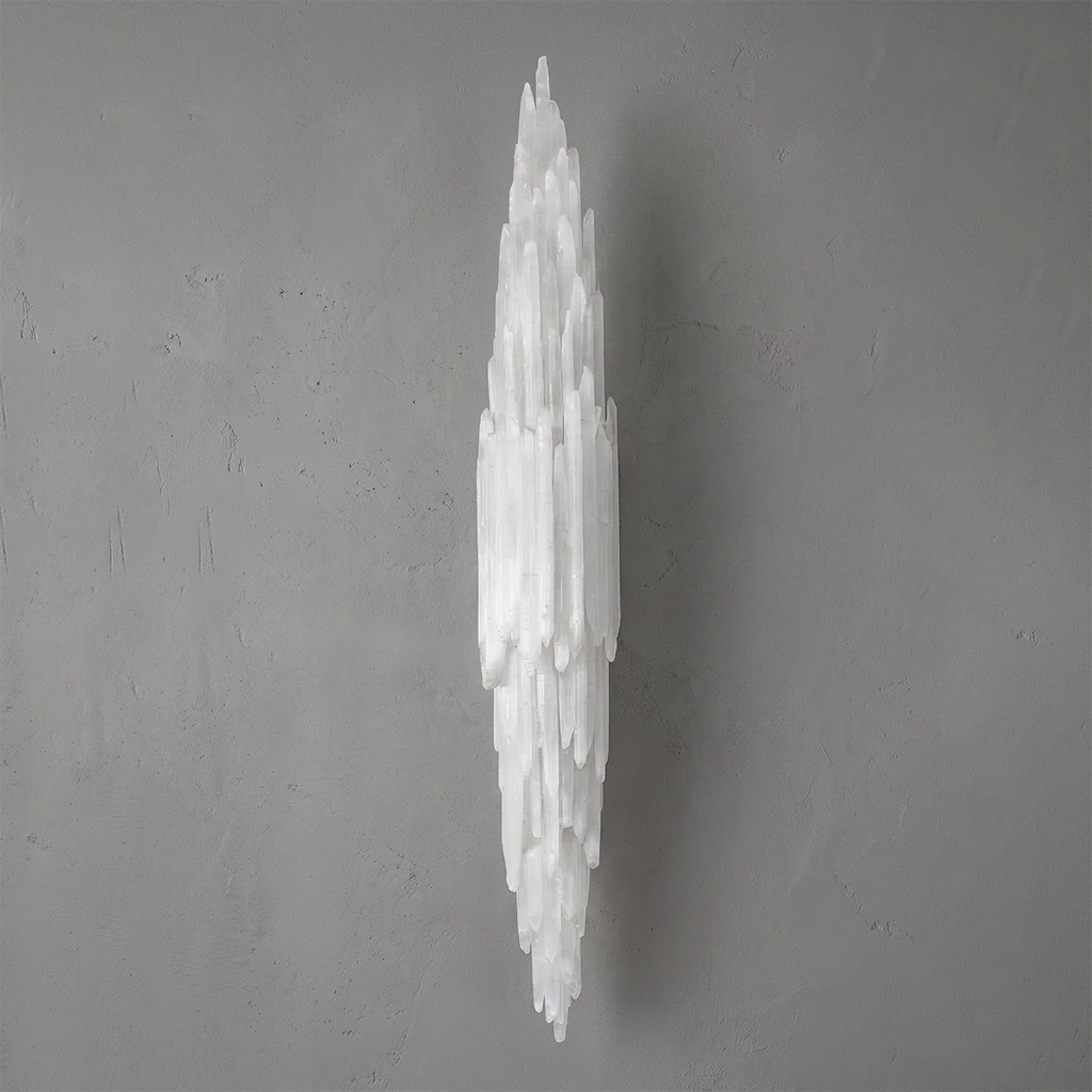 Sculptural Textured Selenite Wall Lamp | wildoxy